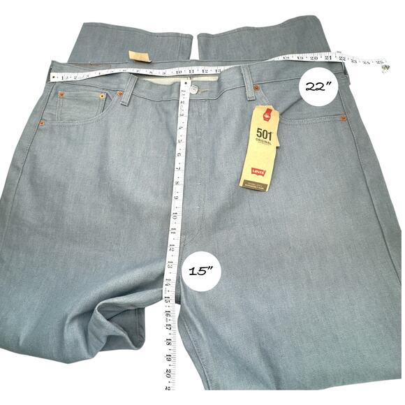 New LEVIS 501 Original Shrink To Fit Jeans 44x33* Gray Straight Button Fly STF - Picture 7 of 13